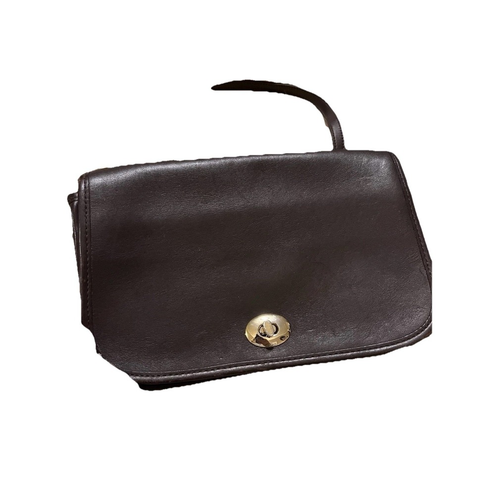 Georgetown Leather Design Brown Women's Shoulder Bag Gold Hardware Turn Lock
